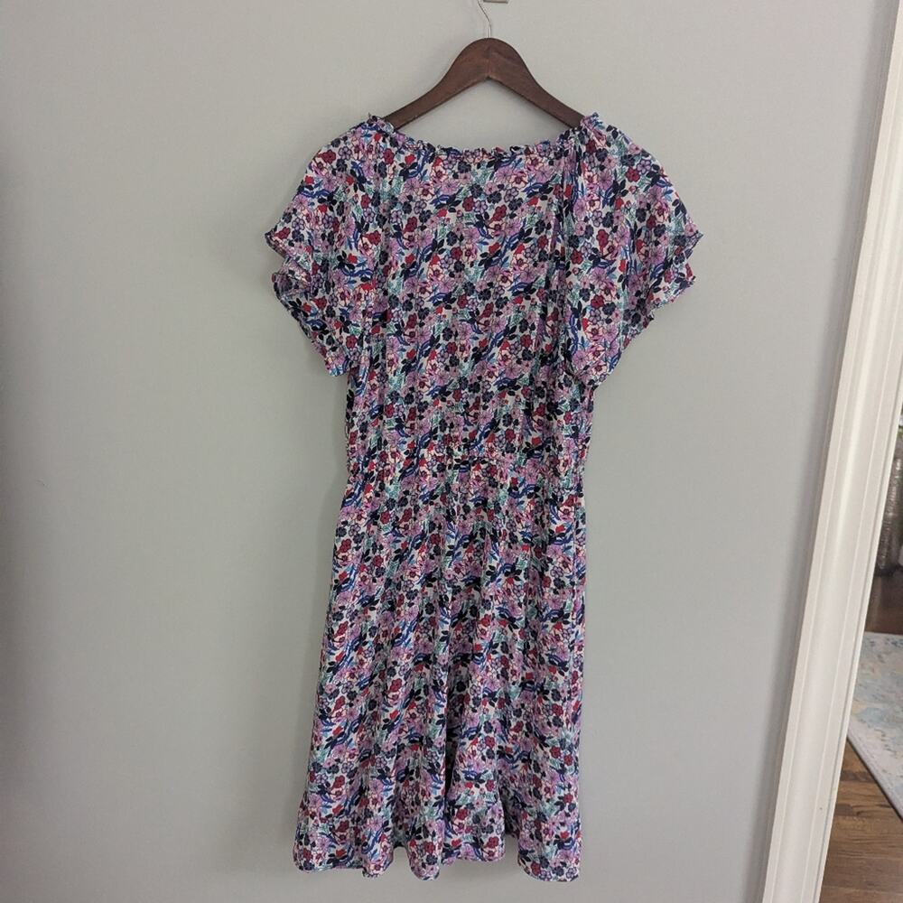 Women's Talbots 14 Petite Paradise Floral Popover Purple Pink White - Picture 5 of 6